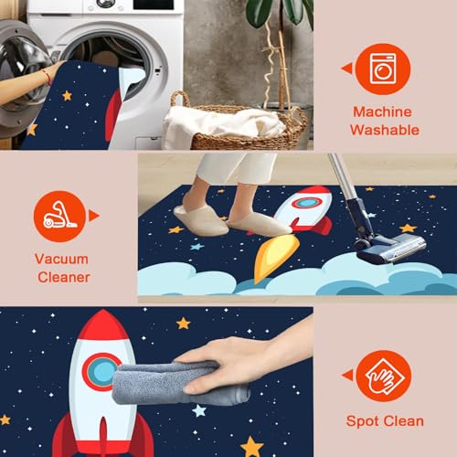 Tapis fusée spatiale lavable en machine et antidérapant pour un entretien facile - 5
