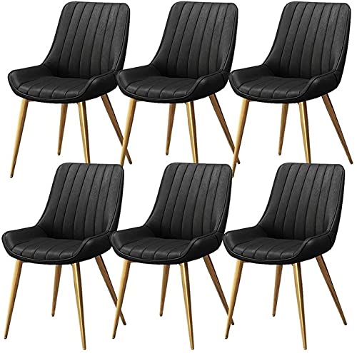 Juego de 6 sillas de comedor modernas de piel sintética con respaldo alto, asiento suave acolchado con patas de metal para oficina, salón, comedor, cocina, dormitorio