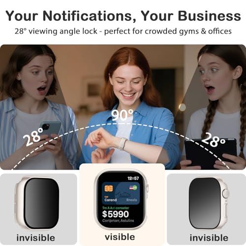 Image of Adorve 8-Pack Privacy Screen Protector for Apple Watch SE 44mm Case Series 6 5 4, Anti-Spy 9H Hardness Tempered Glass Film, Full Protective Face Cover, Slim Guard Bumper for iWatch 44 mm Accessories
