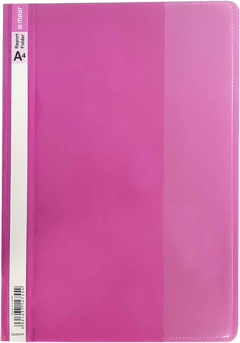 Maxi RPFP REPORT FILE A4 PINK,Clear Front Covers Project with Fasteners for School Office, Pink