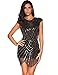 Meilun Womens 1920s Vintage Gatsby Sequin Embellished Flapper Dress Costume, Small, Black