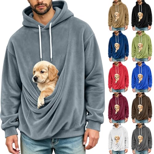 TERGHTP Mens Pet Pouch Hoodie Cat Dog Carrier Fleece Casual Sweatshirt - image 1