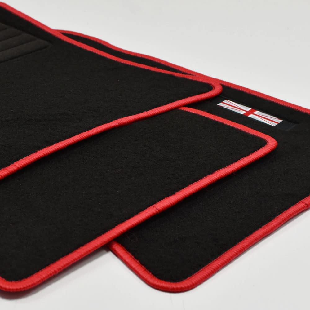 Velours Fußmatten Logo rot kompatibel mit Mini R57 Cabrio