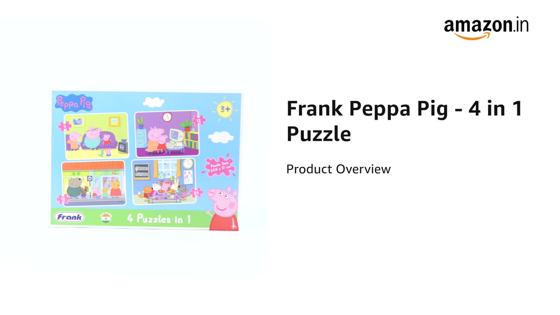 Watch Frank Peppa Pig - 4 in 1 Puzzle ﹙9, 12, 18, 24﹚ ﹙2537673