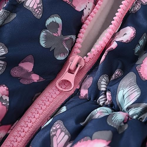 Girl Winter Dress Coats Hooded Fleece Jacket Warm Outwear with Printing 𝗪aterproof Heavy Parka Hooded (NY2, 6-7 Years)2