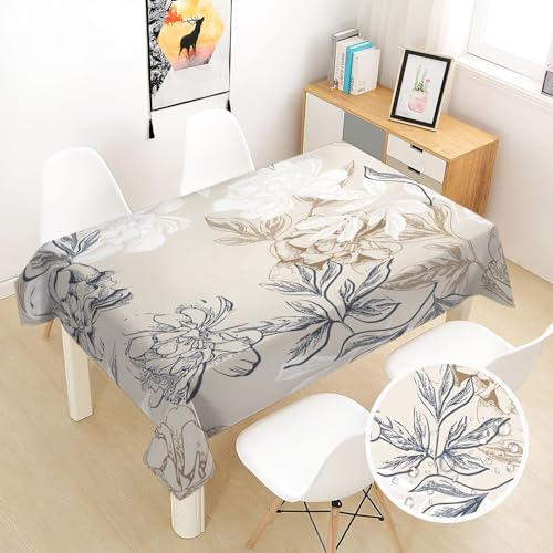 Nappe retro 140x140 cm en lin coton imperméable pour décoration de table raffinée - 4
