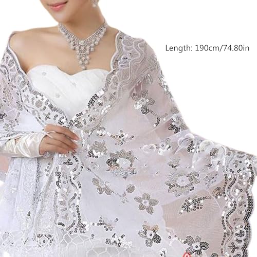 Wedding Shawl New Bride Wedding Dress Women Cheongsam Shawl White Lace Embroidered Sequins Lon2