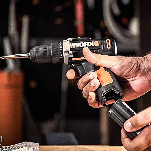 WORX WX128 Akkuschrauber 12V – Akkubohrschrauber Set zum Bohren und Schrauben – 2-Gang-Getriebe bis zu 25Nm – mit LED-Licht – Must-Have für Haushalt & Arbeit – mit Akku, Ladegerät & Koffer – Bild 4
