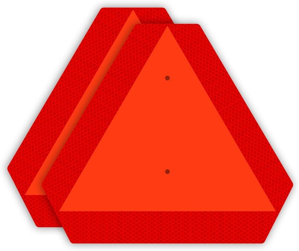 Ignixia Slow Moving Vehicle Sign, Rust free Aluminium Slow Moving Vehicle Triangle signs, 14”x 16” Inches Orange base with Reflective border, SMV Sign