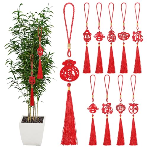 BESPORTBLE Chinese New Year Decorations: 10pcs Wooden Spring Festival Chinese Knot Hanging Ornaments - Image 3