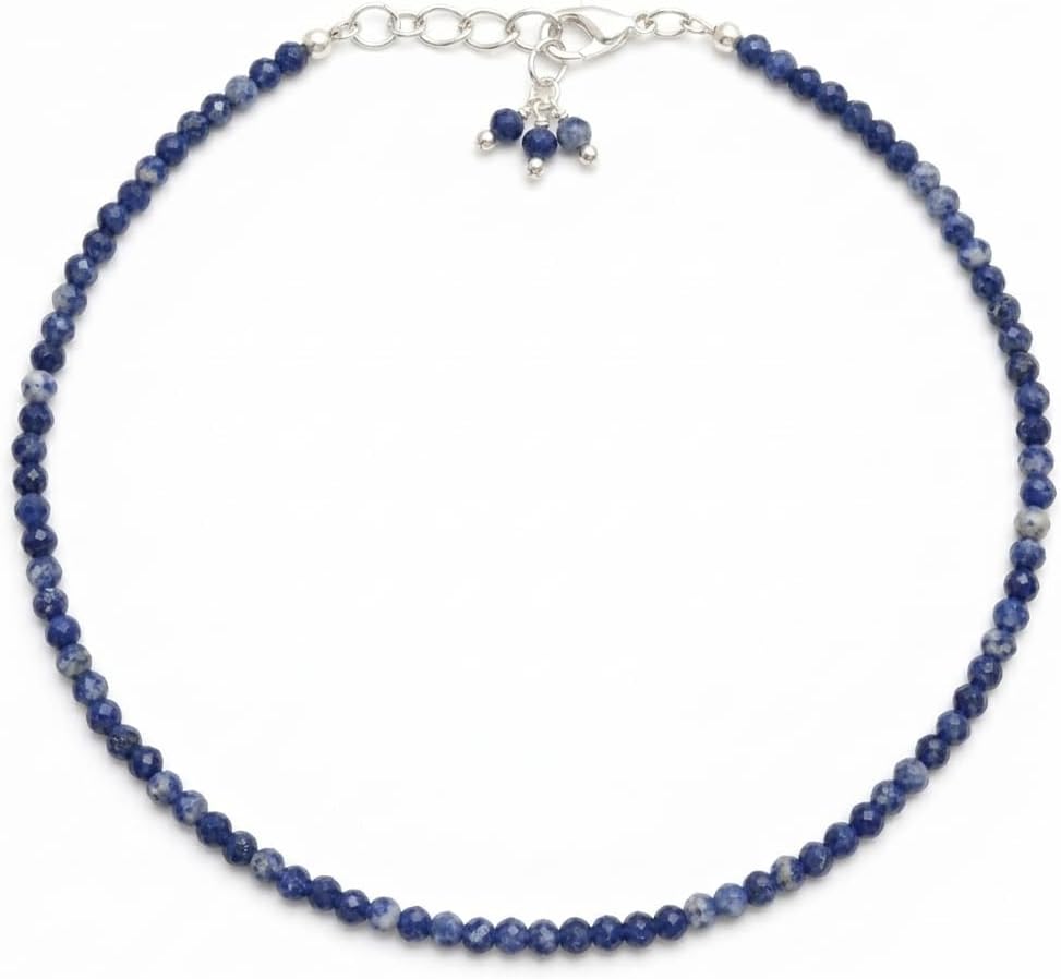 Gempires Handmade Dainty Gemstone Bracelet for Women | 2.5mm Faceted Natural Stone Beaded Bracelets | Adjustable Silver Plated Minimalist Stackable Jewelry | Peridot, Amethyst, Unakite, Iolite & More