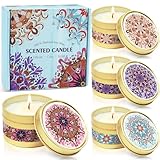 LA BELLEFÉE Velas Arománticas Perfumadas Bohemias 100% Cera de Soja Decorar la Casa Set de Regalo 4 Latas Aromaterapia Puede Relajar el Estado de ánimo Aliviar el Estrés