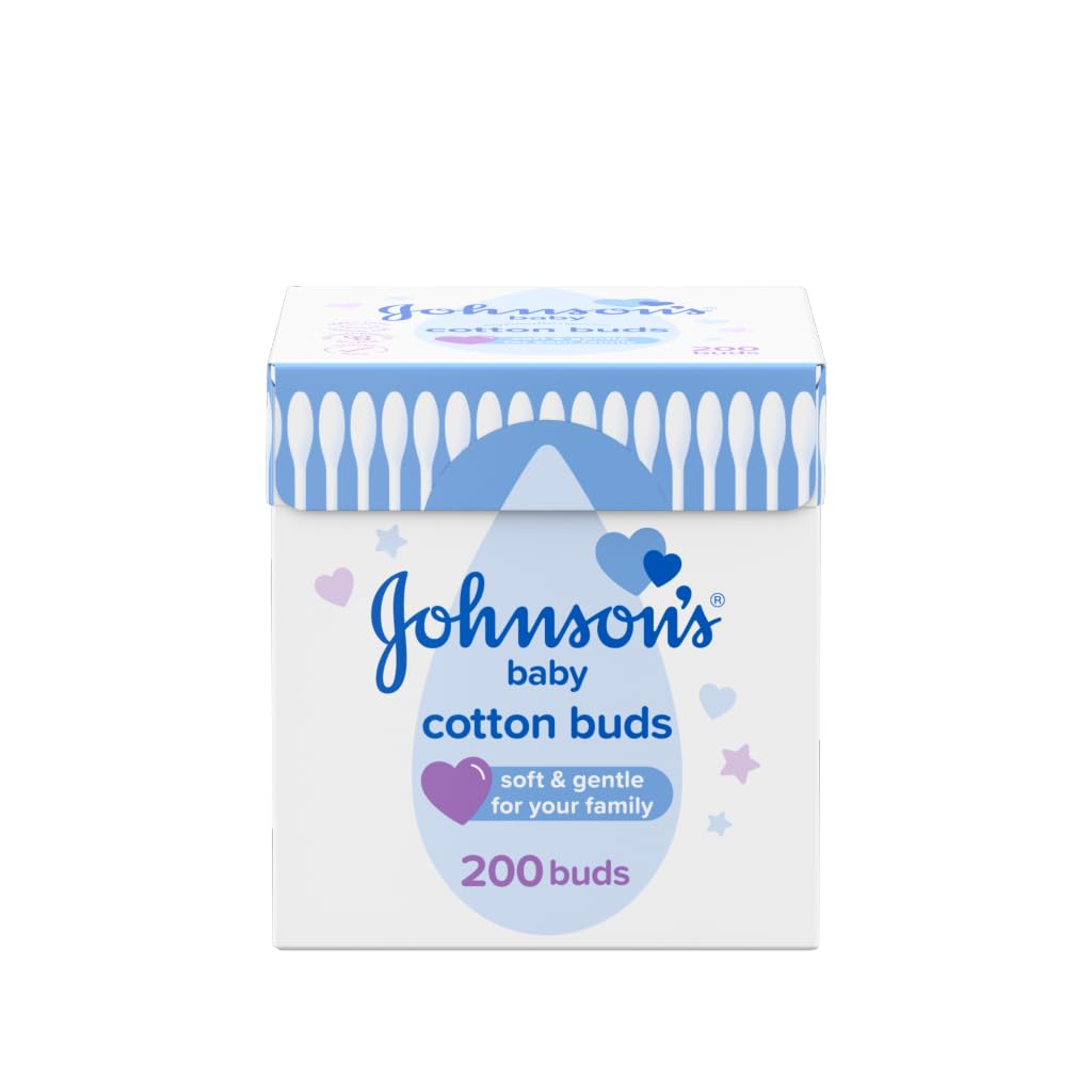 Cotton Buds (1 x Pack of 200) Soft & Gentle Ear Buds for Delicate Skin, Made of 100% Pure Cotton and Paper Sticks, Plastic-Free to Clean Delicate Areas, around Eyes and Outer Ear