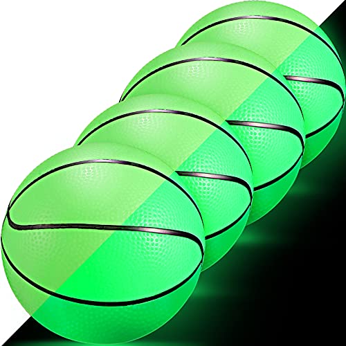 Skylety 4 Pieces Glow in The Dark Mini Basketball for Mini Basketball Hoop Midnight Mini Indoor Basketball Small Basketball Toy Mini Cute Bouncy Ball for Kids, Adult