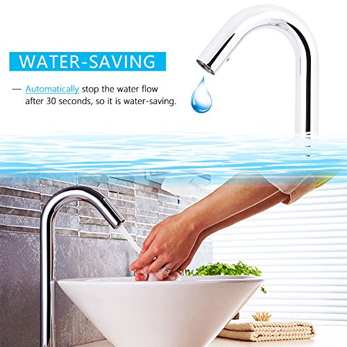 Grifos de Lavabo, Grifo de Sensor Automático de Manos Libres, Llave de Infrarrojos Automático de Latón Grifo Baño con Manguera, de Ahorro de Agua para Lavabo de Baño Fregadero de Cocina