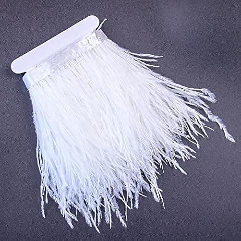 3 Yards White Ostrich Feathers Trim Cover