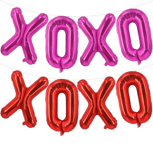 Red XOXO Balloons Pink XOXO Balloons Valentines Day Decorations for for Valentines Day Bridal Shower Wedding Romantic Special Night Party Supplies Decorations