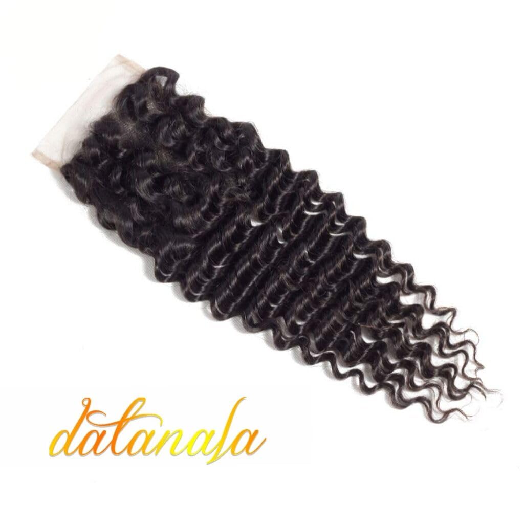Brazilian Virgin Human Hair Deep Wave Lace Closure 4x4 Free Part 100% Unprocessed Virgin Brazilian Deep Curly Human Hair Lace Closure Natural Black Color (Deep12Inch 4X4 Closure)