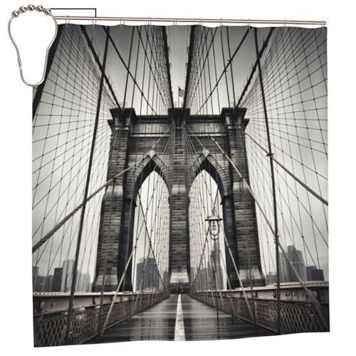 Rideau de douche imperméable pour baignoire motif Brooklyn 183x183