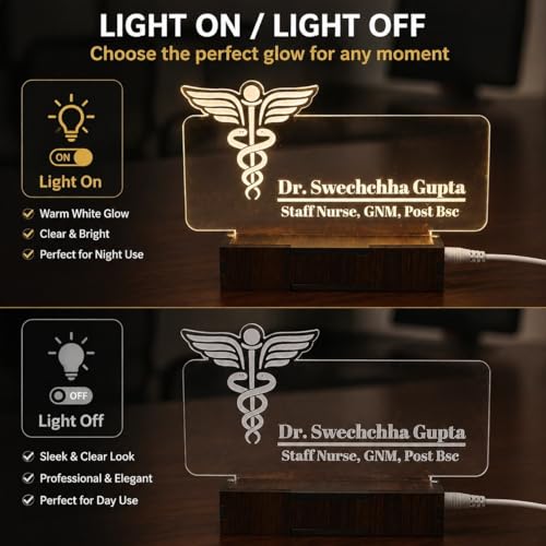 Image of DON'T JUDGE ME CUSTOMISED Doctor Lamp with Doctors Name and Design | Personalized Gift for Doctors (Warm White Color LED Light) (Doctor-3)