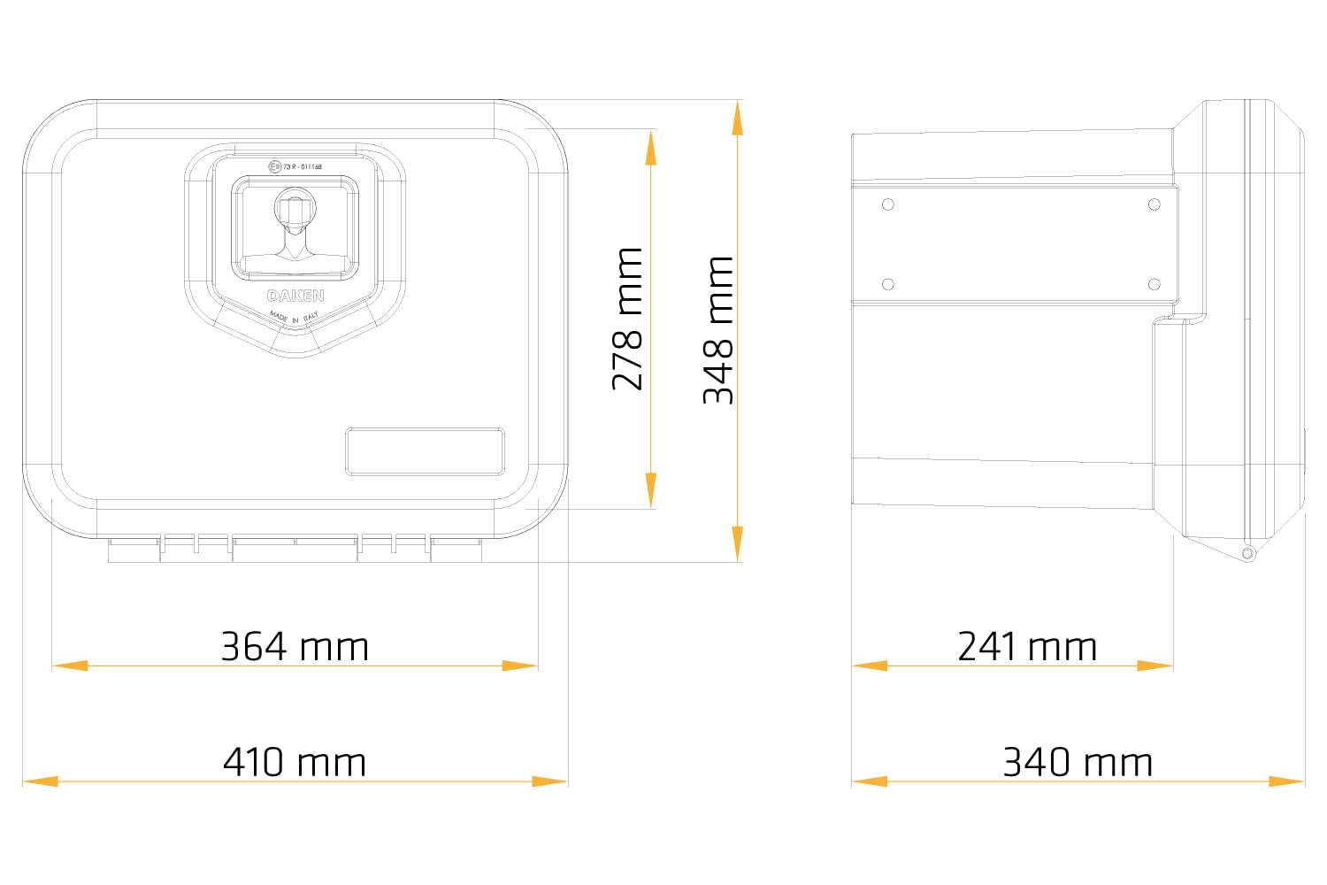 DAKEN 81000 WELVET Caja de herramientas para camión 410 x 348 x 340 mm capacidad 28,8 l cajón estanco para remolques LKW y vehículos pesados de polipropileno color negro