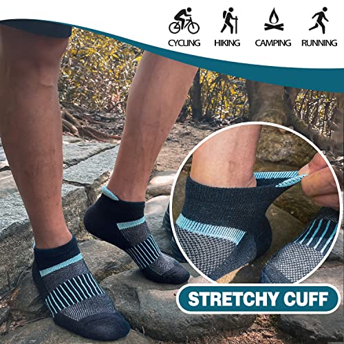 Anlisim Merino Wool Quarter Hiking Socks Compression Warm Thermal Winter Thick Cushion Running Moisture Wicking No Show Socks Gifts Stocking Stuffers For Women Men 6 Pairs thumb #3
