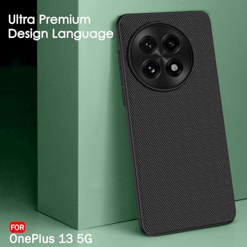 Image of TheGiftKart Back Cover Case for OnePlus 13 5G | Slim & Lightweight | Ultra-Premium Design | Camera Protection Bump | Fabric Texture Case Cover (PC & TPU, Black)