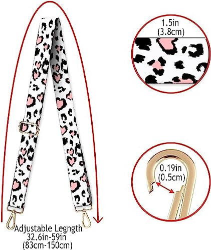 Image of Wide Purse Strap Replacement Crossbody Handbag Shoulder Strap Adjustable Bag Straps Replacement (Cute Leopard Hearts)