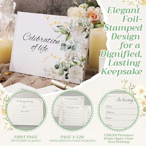 Libro de invitados para funeral Epakh con caja de tarjetas y bolígrafo 4