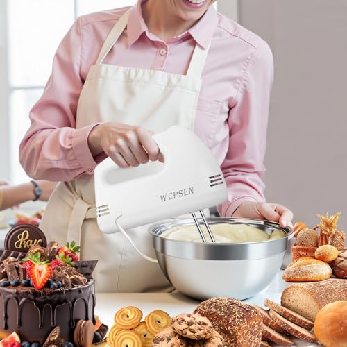 WEPSEN 5-Speed Electric Hand Mixer MX200W with 4 Large Mixing Bowls Set の商品画像 5