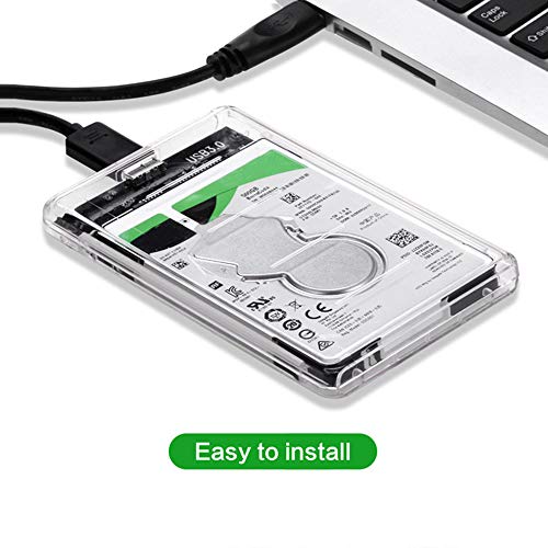 image for JacobsParts Transparent 2.5 Inch USB 3.0 to SATA Hard Drive Enclosure 