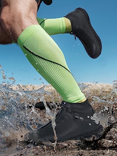 Zbksywa Wasserdichte Schuhüberzüge für Regen Silikon-Überschuhe mit Reißverschluss rutschfesten Galoschen für Männer und Frauen