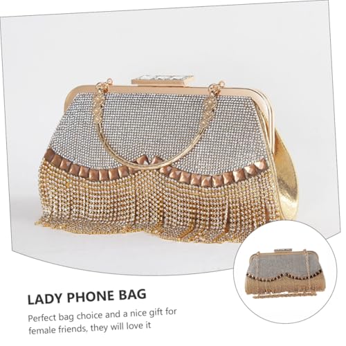Pochette simili cuir doré de taille moyenne pour robe de soirée