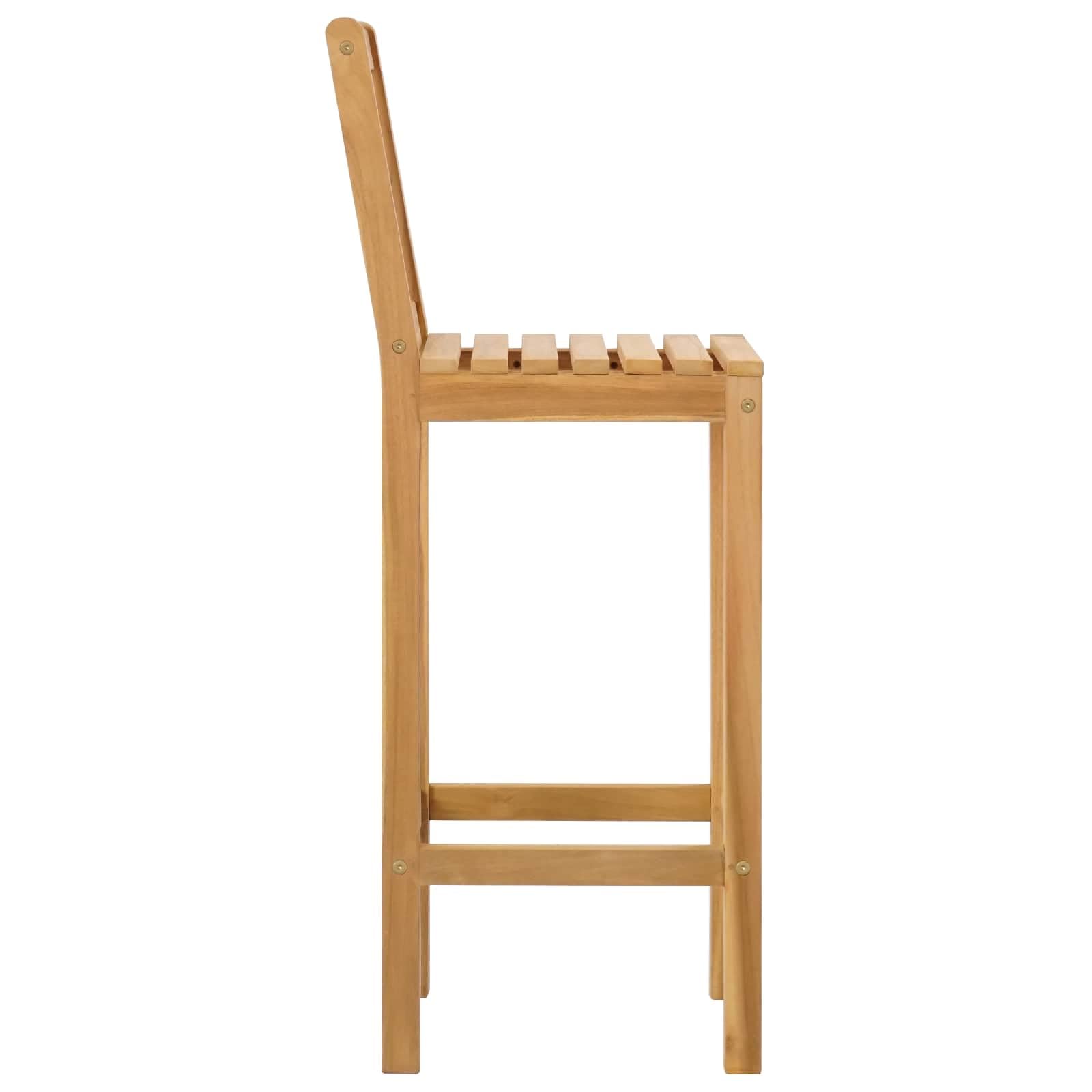 Stołek barowy 2 pcs brązowy Lite drewno teakowe Odporny na warunki atmosferyczne na zewnątrz Ogrodowy Wysoki hokery kuchenne do baru taras Nowoczesny design 110 kg wytrzymały