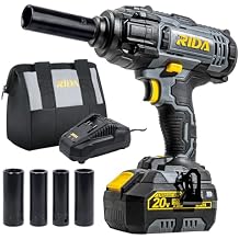 RIDA POWER Cordless Impact Wrench, 1/2 Inch Impact Gun with 5 Torque Options Max 300 Ft-lbs 400N.m, with 4.0Ah Battery & 1 Hour Fast Charger, 4 Pcs Impact Sockets and Tool Bag