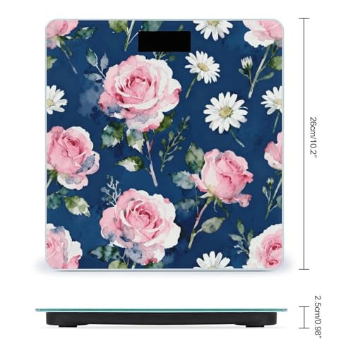 Balanza digital floral estilo navy pink para baño miniatura 2