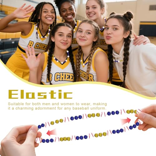 6 Pcs Bling Baseball Beaded Necklace Ice Collection Baseball Necklace Gifts for Baseball Team Lovers Fans4