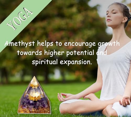XIANNVXI Amethyst Crystal Gemstone Tower Healing Crystal Gifts for Women Spiritual Gifts for Women Witch Witchy Lotus Flower Orgonite Tower - Image 6