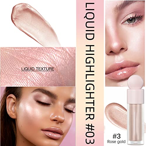 Dageda Liquid Highlighter, Beauty Glow Highlight Body Shimmer, Waterproof Smooth Cream Highlighter, Longlasting Face Liquid Highlighter, Body Highlighter For Women Highlighter Makeup(Rose Gold) #TOP2