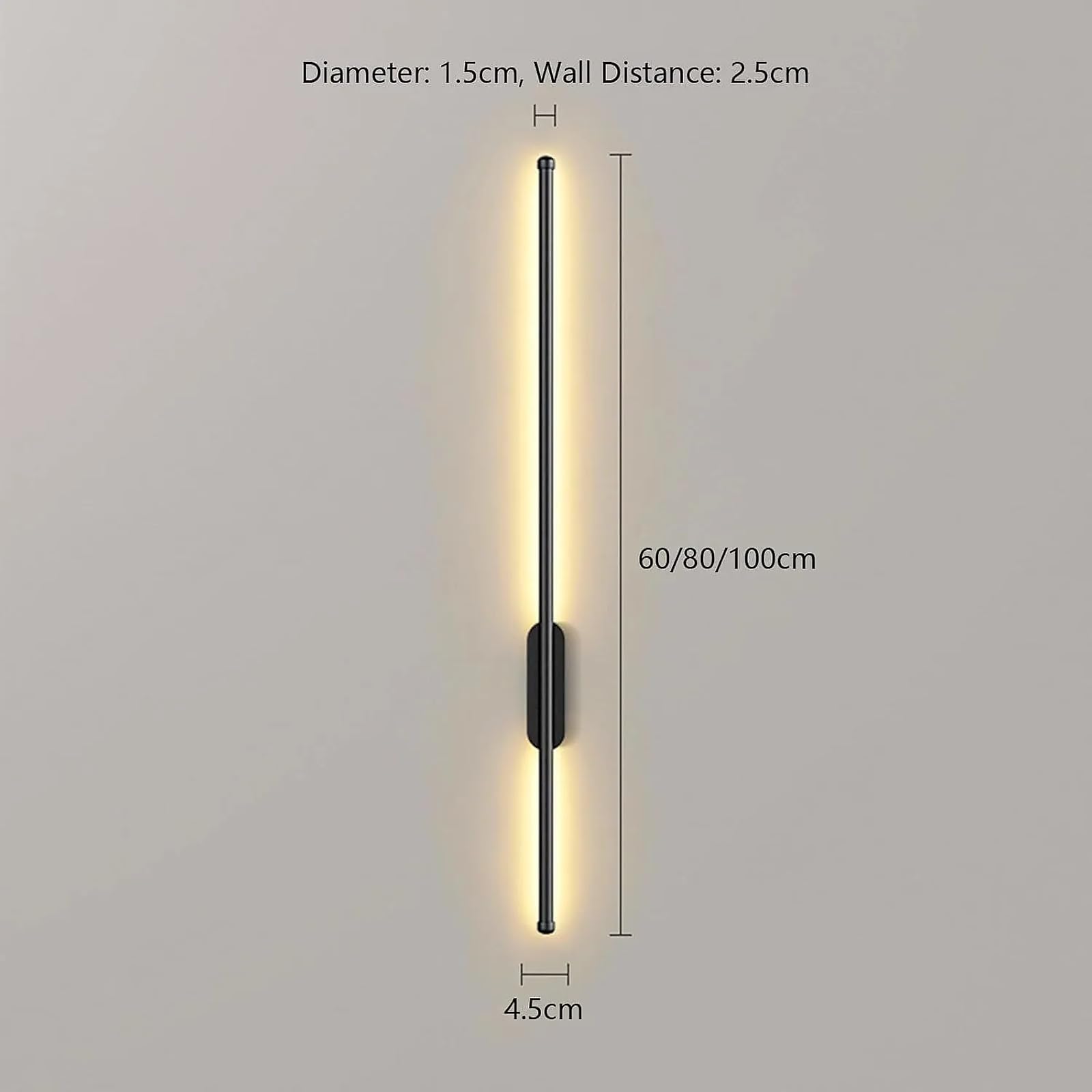 Apliques de pared inalámbricos: luces de pared para interiores con alimentación por batería, LED recargable mediante USB-C y mando a distancia (dorado, 120 cm).