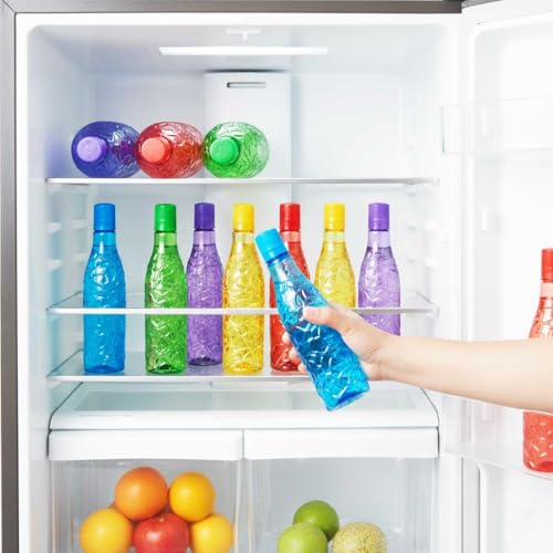 Image of TAVASYA Unbreakable 1 Litre Cracked Ice Pattern Water Bottles | Pack of 3 | Multicolor | Leakproof Screw Cap | BPA-Free | Bottles for Fridge, Home, Office, School and Travel