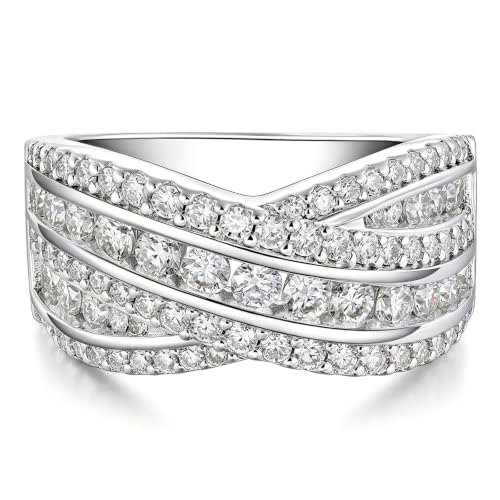 SHELOVES JEWELRY-HAULTENG Sterling Silver Moissanite Wedding Band for Women Anniversary Ring