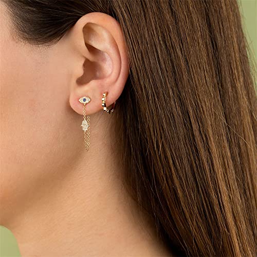 Blue Evil Eye Protection Hamsa Hand of Fatima Dangle Drop Earrings for Women 925 Sterling Silver Post Fashion Cubic Zircon Crystal Stud Dainty Lucky Jewelry Gifts Daughter Friendship Birthday2