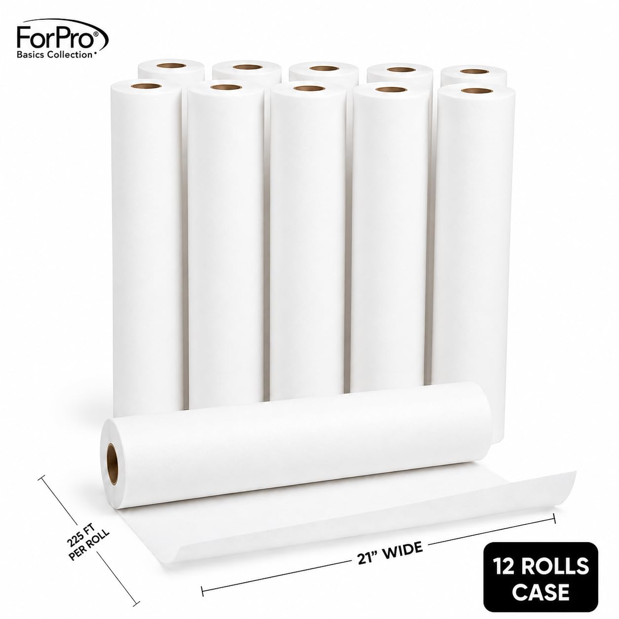 ForPro Basics Smooth Exam Table Paper Rolls, 12ct, 21" x 225' — Amazon image 4