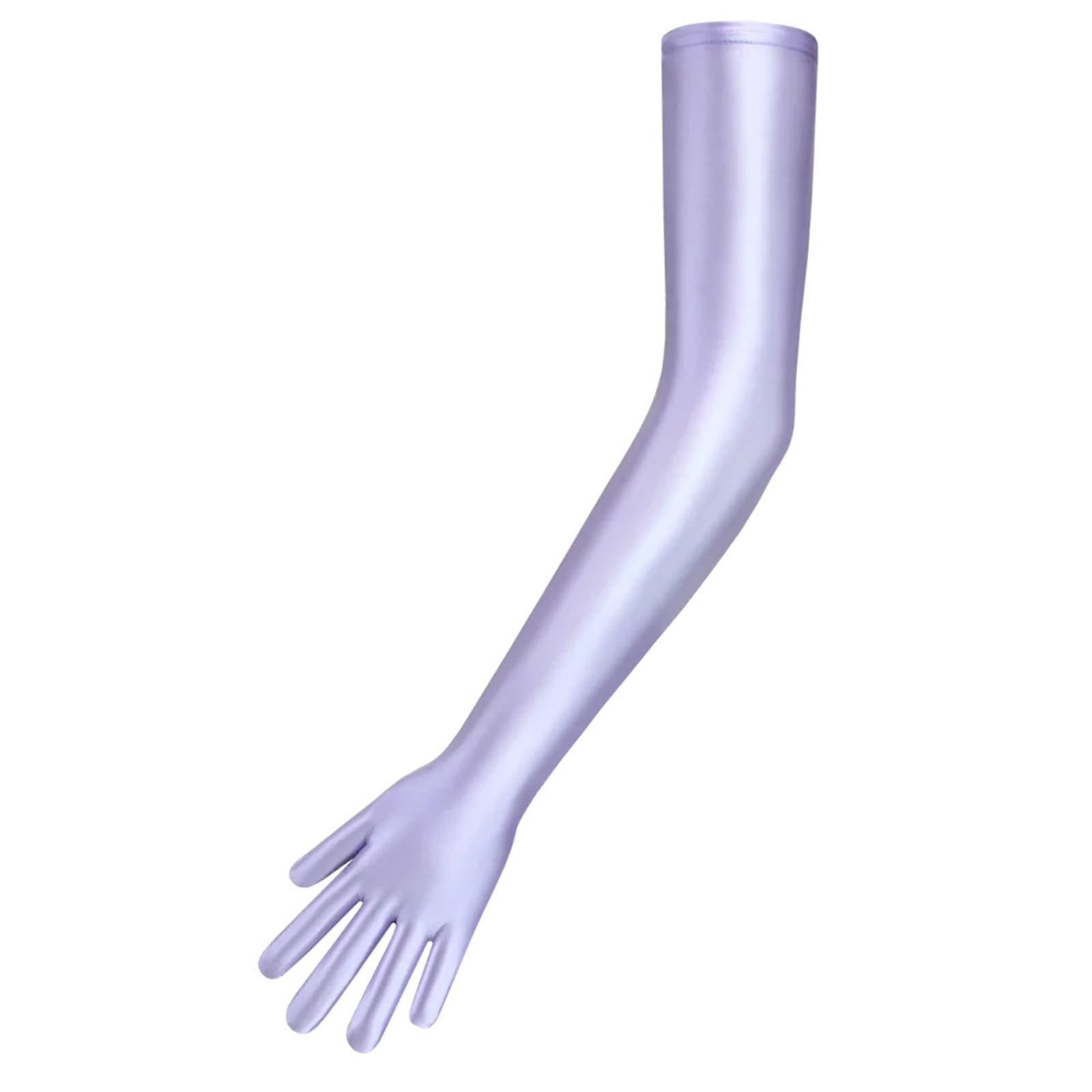 Guantes de satén con Dedos conectados, Brillantes, elásticos, Largos, Ropa de Discoteca, Guantes de Vestir para La Noche, Fiesta(Light Purple,L)