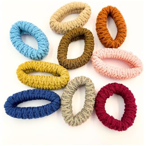 9PCS Earthy Elegance - Fabric Hair Ties, Cotton Hair Ties, Seamless Hair Ties for Women and Girls - Durable, Non-Elastic, and Soft Accessories Cover
