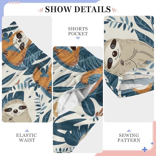 ZZXXB Sloth Leaves Boys Long Pants Soft Trousers Elastic Waist Kids Lounge Bottoms with Pockets S-XL4