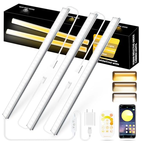 Image of Daymeet Dimmable 12 Inch Ultra Thin Under Cabinet Lighting, Under Cabinet Lights Plug in, Multi-Color Super Bright LED Lights Bar Under Counter Lights Indoor for Kitchen, Shelf, Closet, Desk (3 Pack)