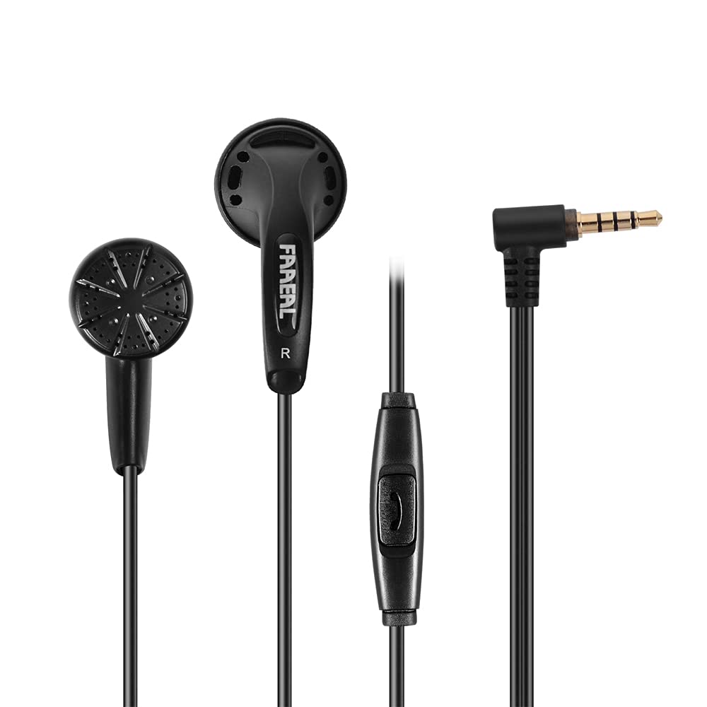 FAAEALIris Ancestor in-Ear Earphones, Super Bass 3.5mm Wired Headphones, Earbuds Without/with HD Microphone, Balanced Sound 32ohm Flat Head Earbuds for Smartphones (with Mic, Black)