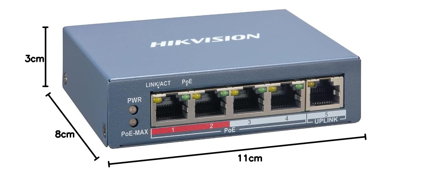 Hikvision - DS-3E1105P-EI Switch di rete - 4 porte PoE - 1 porta RJ45 - Protezione contro i fulmini 6KV - DS-3E1105P-EI